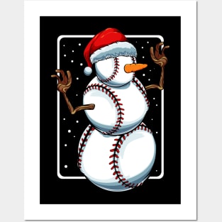 Baseball Snowman - Baseball Fan Christmas Present Posters and Art